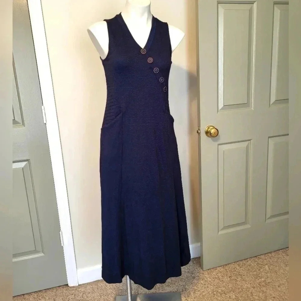 Soft Surroundings Marjorelle Maxi Sleeveless Asymmetric Button Knit Dress XSP